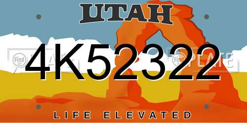 4K52322 Utah License Plate