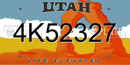 4K52327 Utah License Plate