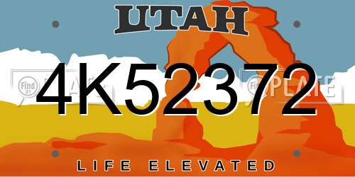 4K52372 Utah License Plate