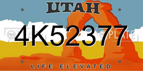 4K52377 Utah License Plate