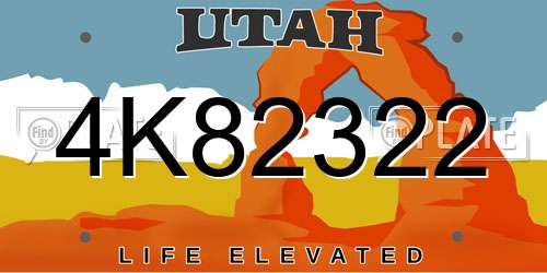 4K82322 Utah License Plate