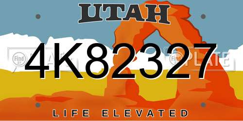 4K82327 Utah License Plate