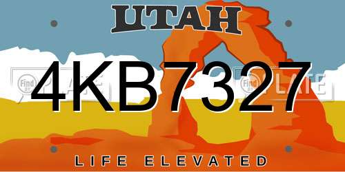4KB7327 Utah License Plate