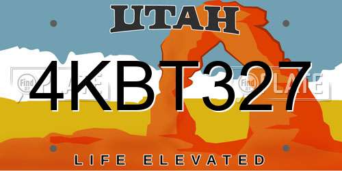 4KBT327 Utah License Plate