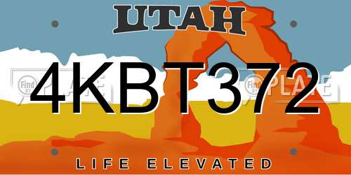 4KBT372 Utah License Plate