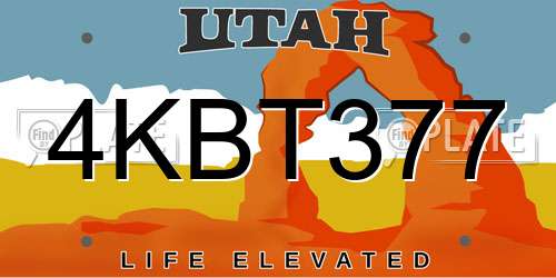 4KBT377 Utah License Plate