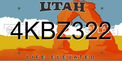 4KBZ322 Utah License Plate