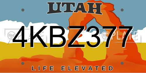 4KBZ377 Utah License Plate