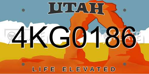 4KG0186 Utah License Plate