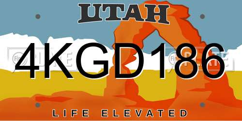4KGD186 Utah License Plate