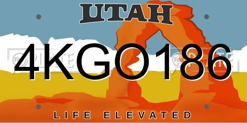 4KGO186 Utah License Plate