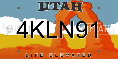 4KLN91 Utah License Plate