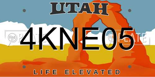 4KNE05 Utah License Plate