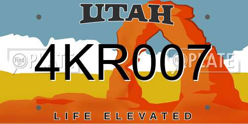 4KR007 Utah License Plate