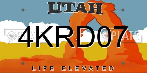 4KRD07 Utah License Plate