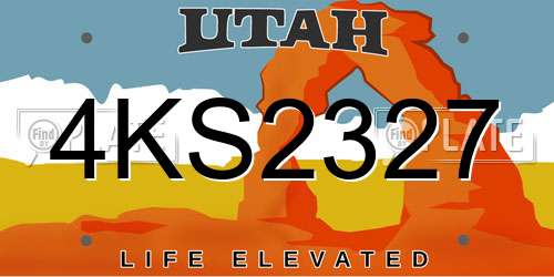 4KS2327 Utah License Plate