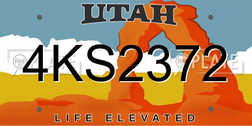 4KS2372 Utah License Plate
