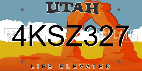 4KSZ327 Utah License Plate