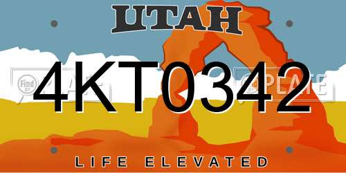 4KT0342 Utah License Plate