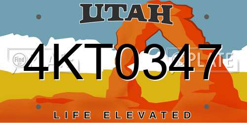 4KT0347 Utah License Plate