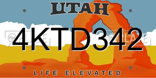 4KTD342 Utah License Plate