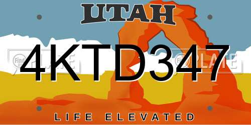 4KTD347 Utah License Plate
