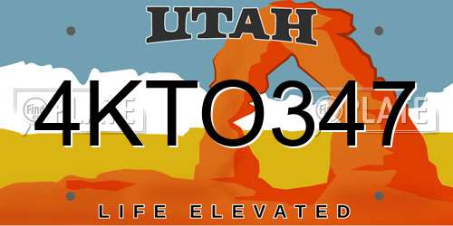4KTO347 Utah License Plate