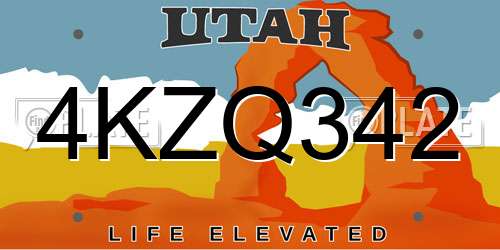 4KZQ342 Utah License Plate