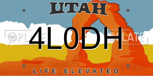 4L0DH Utah License Plate