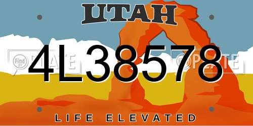 4L38578 Utah License Plate