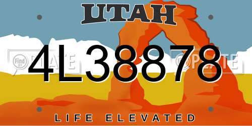 4L38878 Utah License Plate