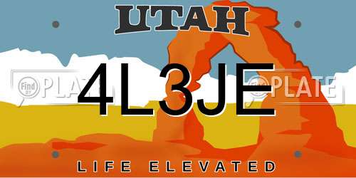 4L3JE Utah License Plate