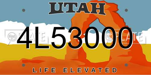 4L53000 Utah License Plate