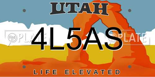 4L5AS Utah License Plate