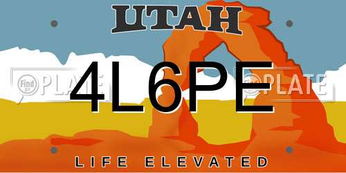 4L6PE Utah License Plate