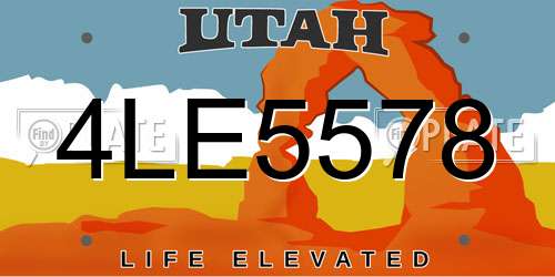4LE5578 Utah License Plate