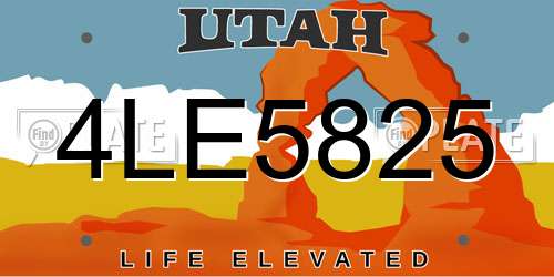 4LE5825 Utah License Plate