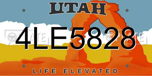 4LE5828 Utah License Plate