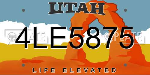 4LE5875 Utah License Plate
