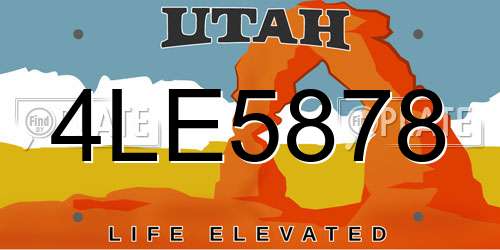 4LE5878 Utah License Plate