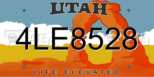 4LE8528 Utah License Plate