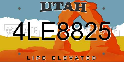 4LE8825 Utah License Plate
