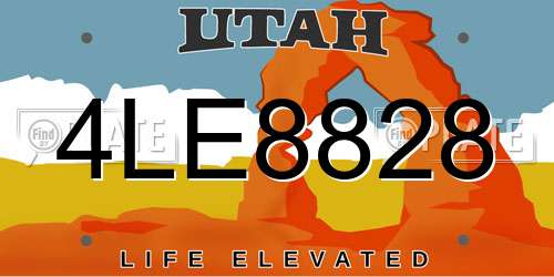 4LE8828 Utah License Plate