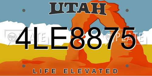 4LE8875 Utah License Plate