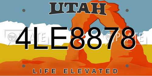 4LE8878 Utah License Plate
