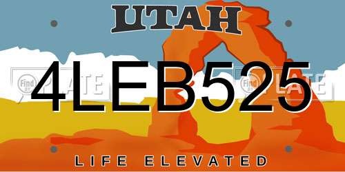4LEB525 Utah License Plate