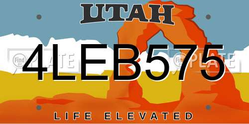 4LEB575 Utah License Plate