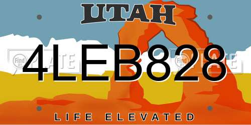 4LEB828 Utah License Plate