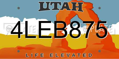 4LEB875 Utah License Plate