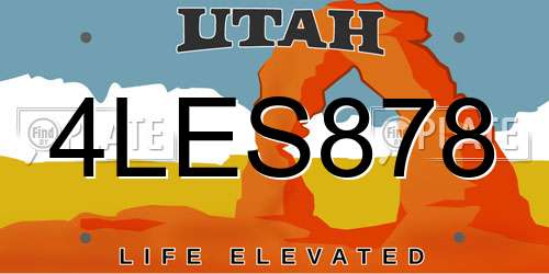 4LES878 Utah License Plate